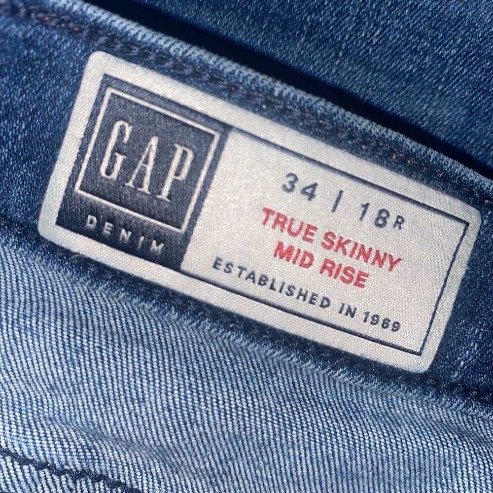GAP 1969 True Skinny Jeans Slim Fit Mid Rise Stretch Denim Blue SIZE 34/18R - Picture 6 of 9